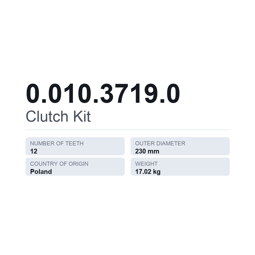 Kupplungssatz 0.010.3719.0 — technisches Datenblatt