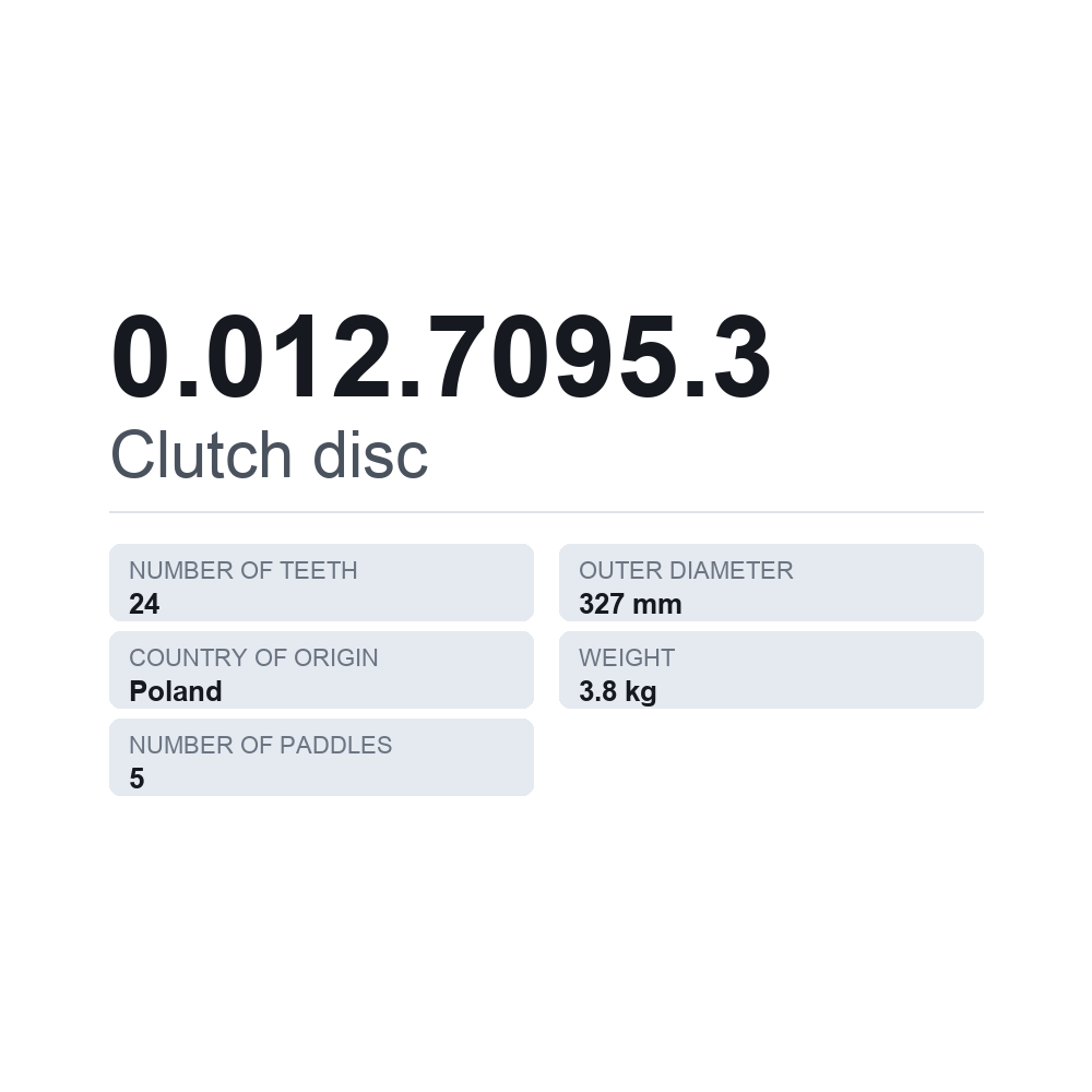Kopplingslamell 0.012.7095.3 — tekniskt datablad
