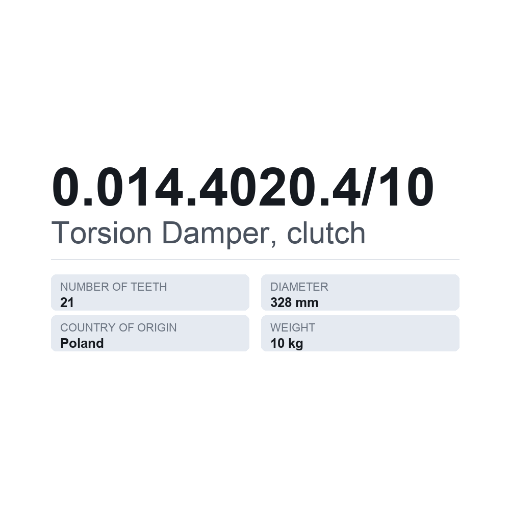Torsionsdämpfer, Kupplung 0.014.4020.4/10 — technisches Datenblatt