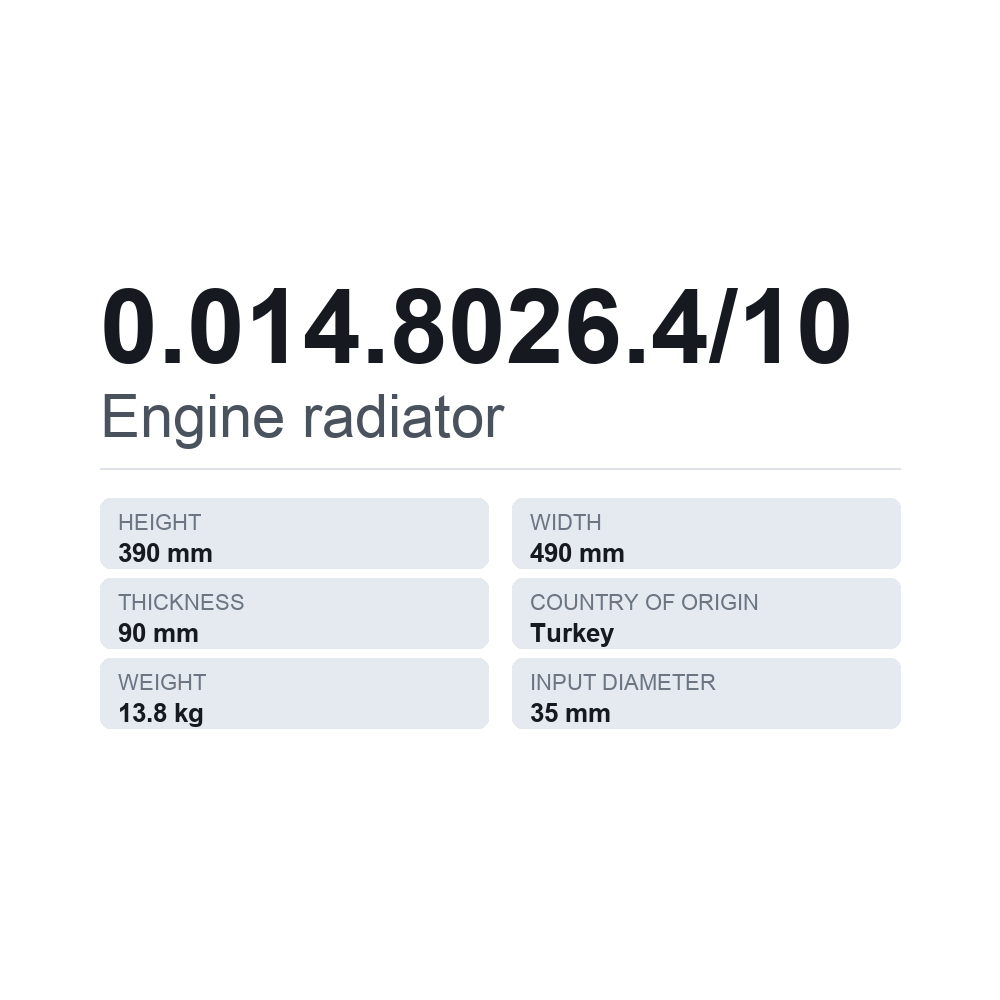 Motorkühler 0.014.8026.4/10 — technisches Datenblatt