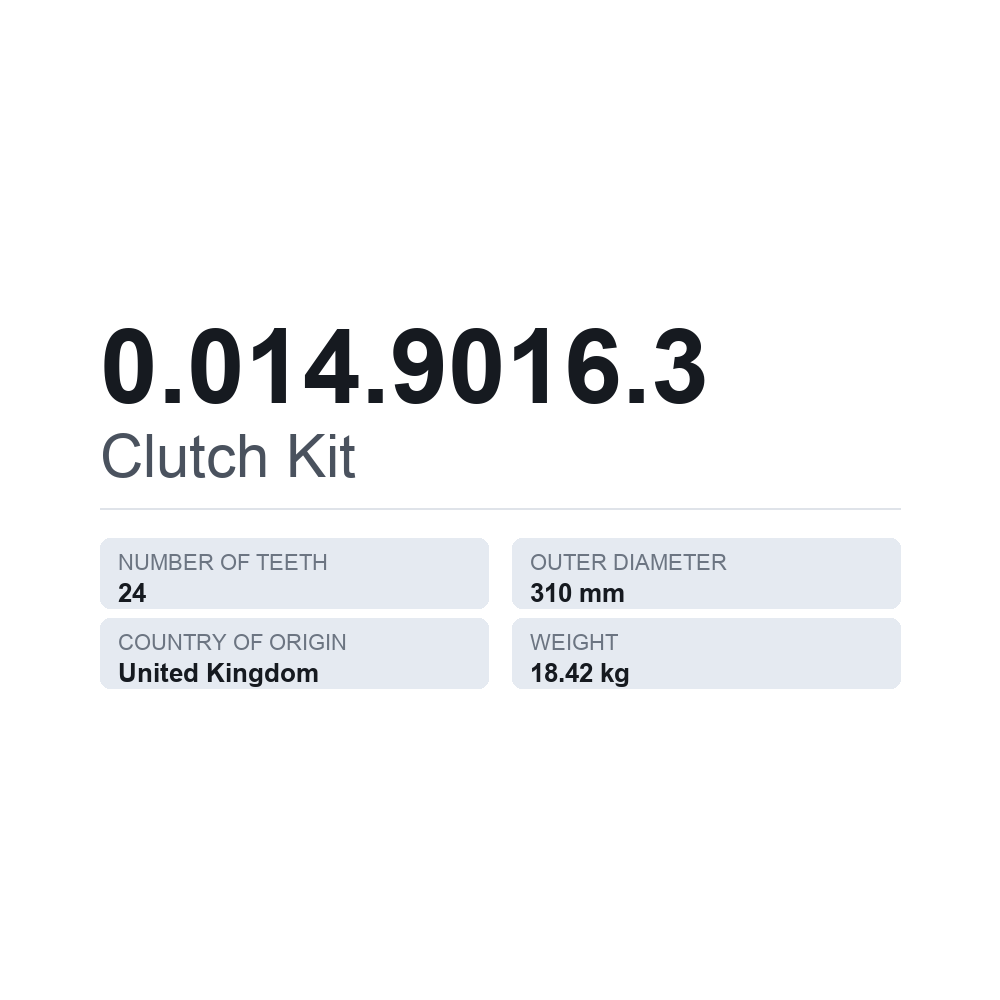 Kupplungssatz 0.014.9016.3 — technisches Datenblatt