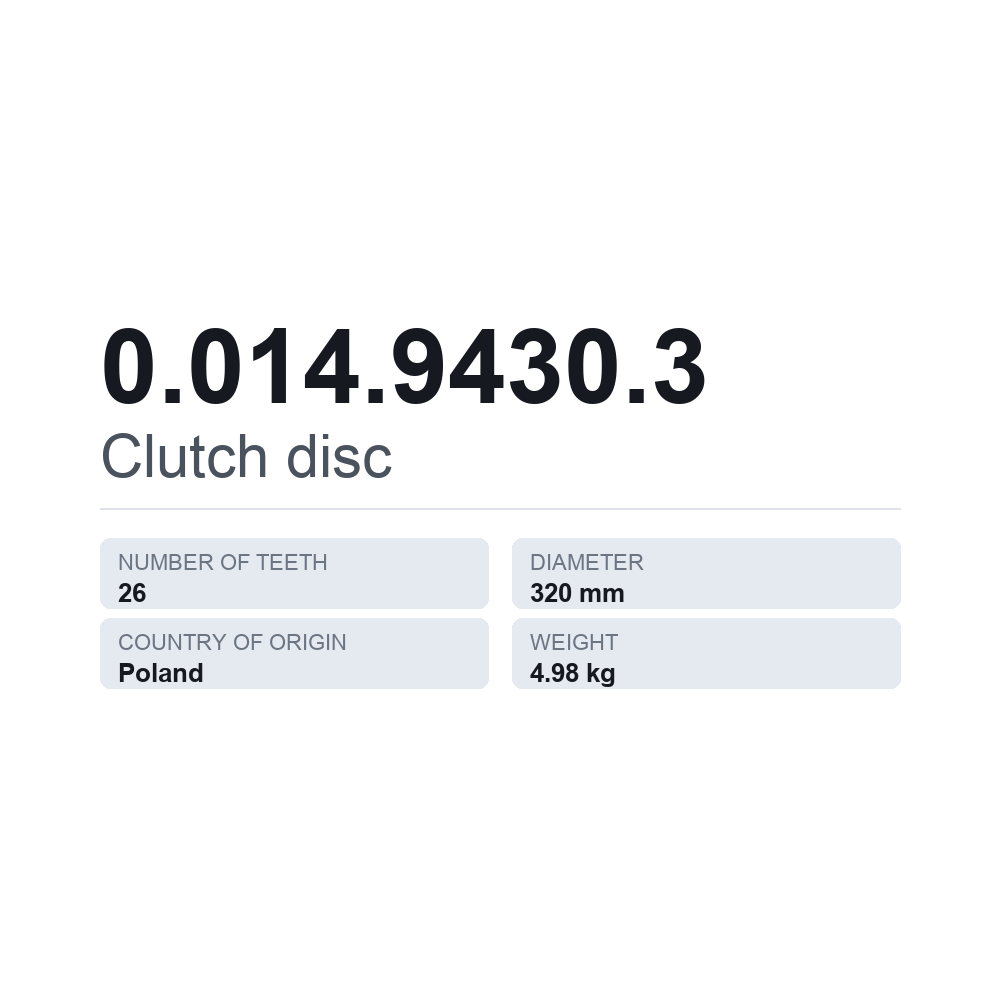 Kopplingslamell 0.014.9430.3 — tekniskt datablad