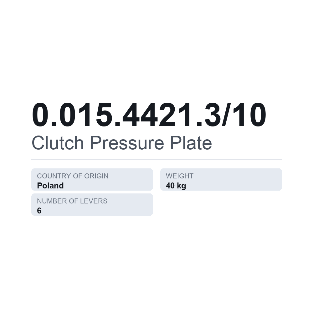 Kupplungsdruckplatte 0.015.4421.3/10 — technisches Datenblatt