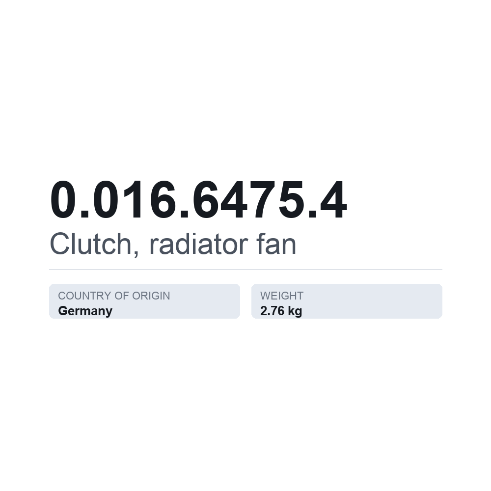Kupplung, Kühlerlüfter 0.016.6475.4 — technisches Datenblatt