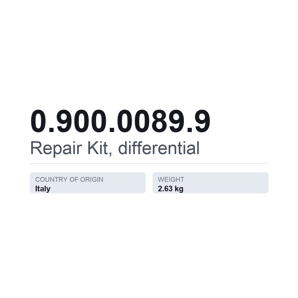 Reparationssæt, differentiale 0.900.0089.9 — teknisk datablad