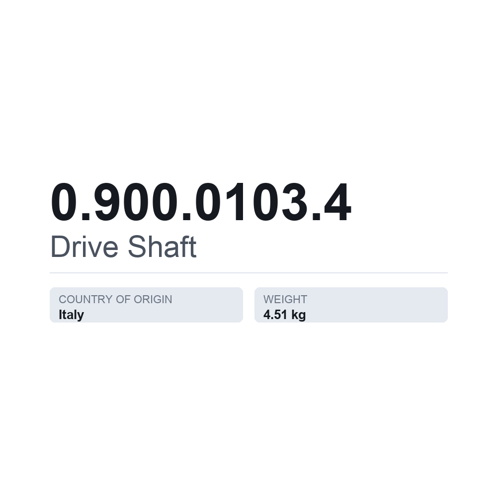 Antriebswelle 0.900.0103.4 — technisches Datenblatt