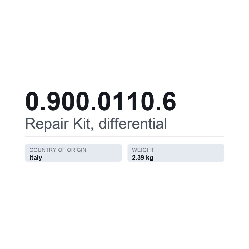 Reparationssæt, differentiale 0.900.0110.6 — teknisk datablad