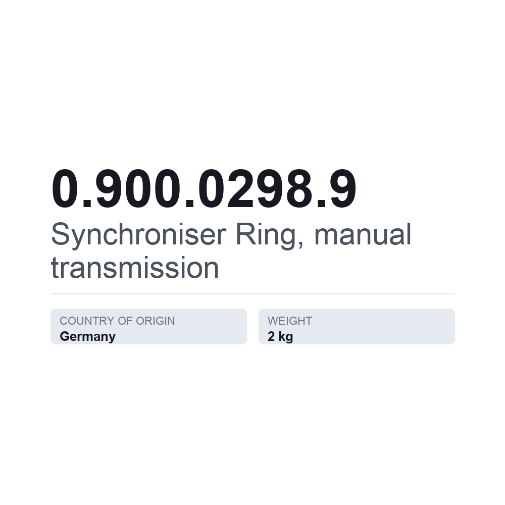 Synkronring, manuel gearkasse 0.900.0298.9 — teknisk datablad