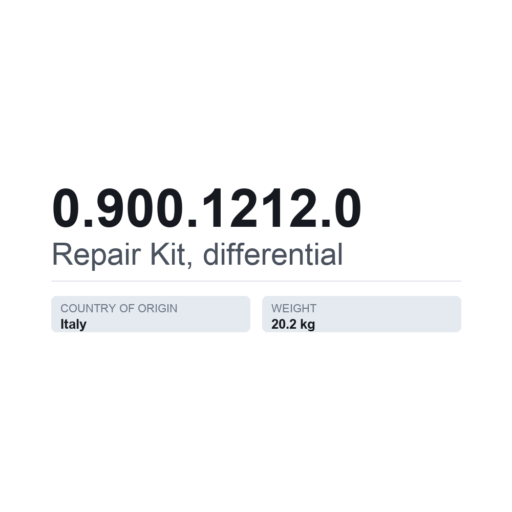 Reparationssæt, differentiale 0.900.1212.0 — teknisk datablad