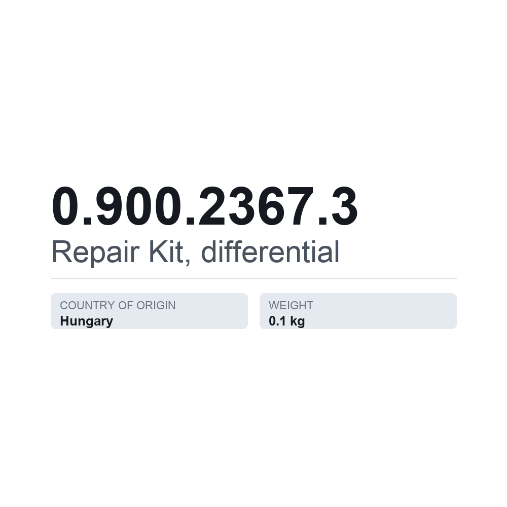 Reparationssæt, differentiale 0.900.2367.3 — teknisk datablad