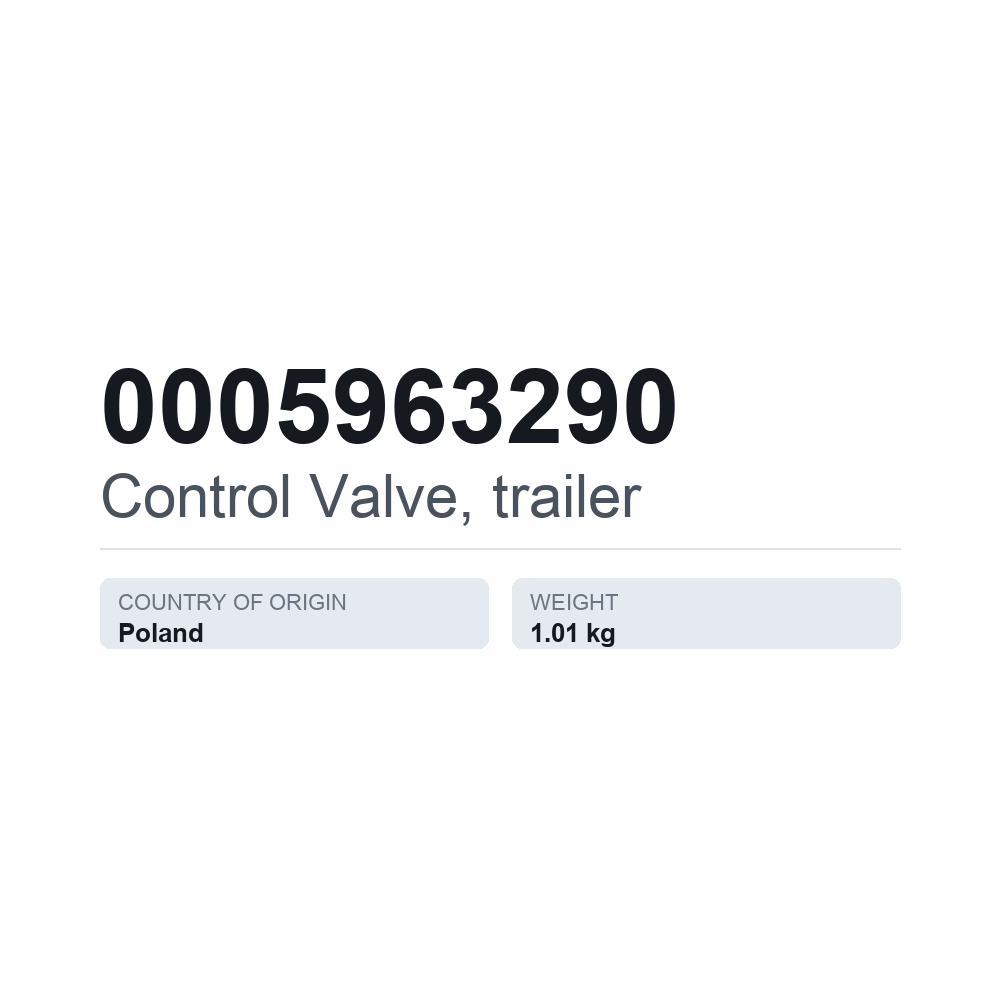 Styrventil, släpvagn 0005963290 — tekniskt datablad