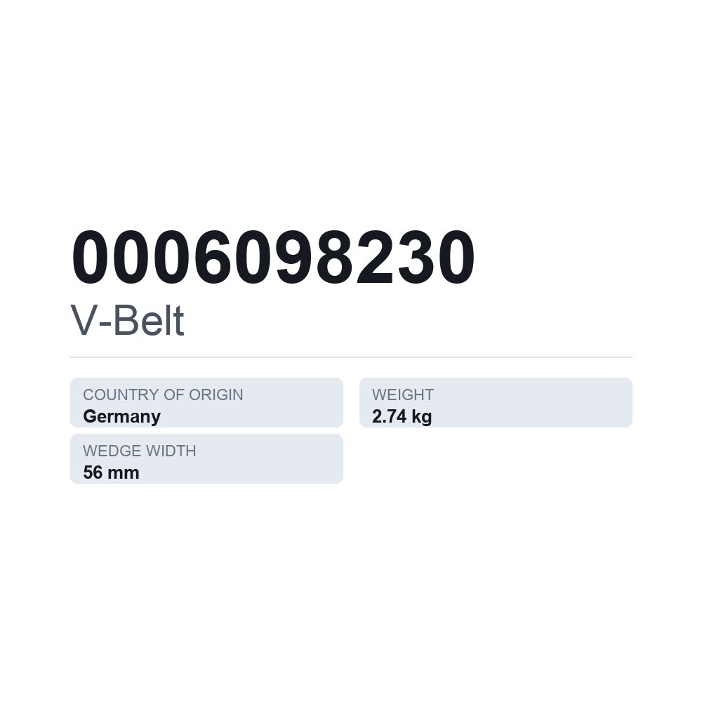 Kilrem 0006098230 — tekniskt datablad