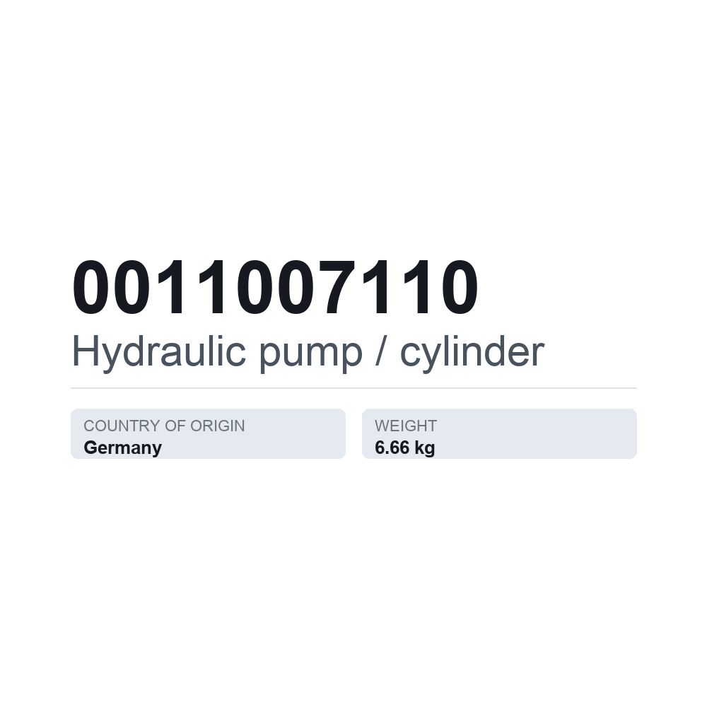 Hydraulikpumpe 0011007110 — technisches Datenblatt