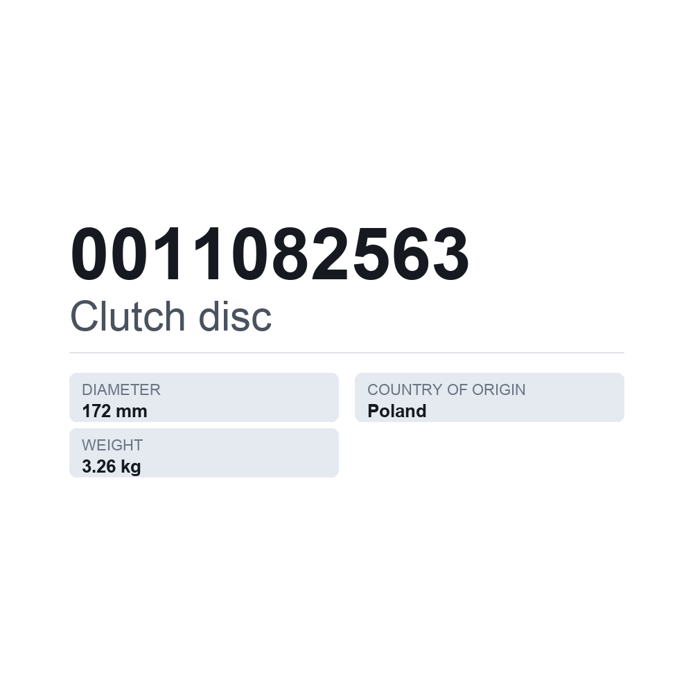 Kopplingslamell 0011082563 — tekniskt datablad