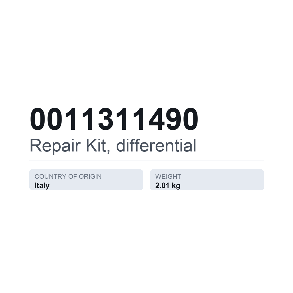 Reparationssats, differential 0011311490 — tekniskt datablad