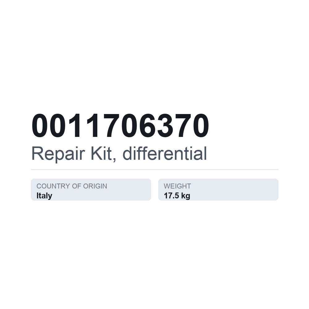 Reparationssæt, differentiale 0011706370 — teknisk datablad