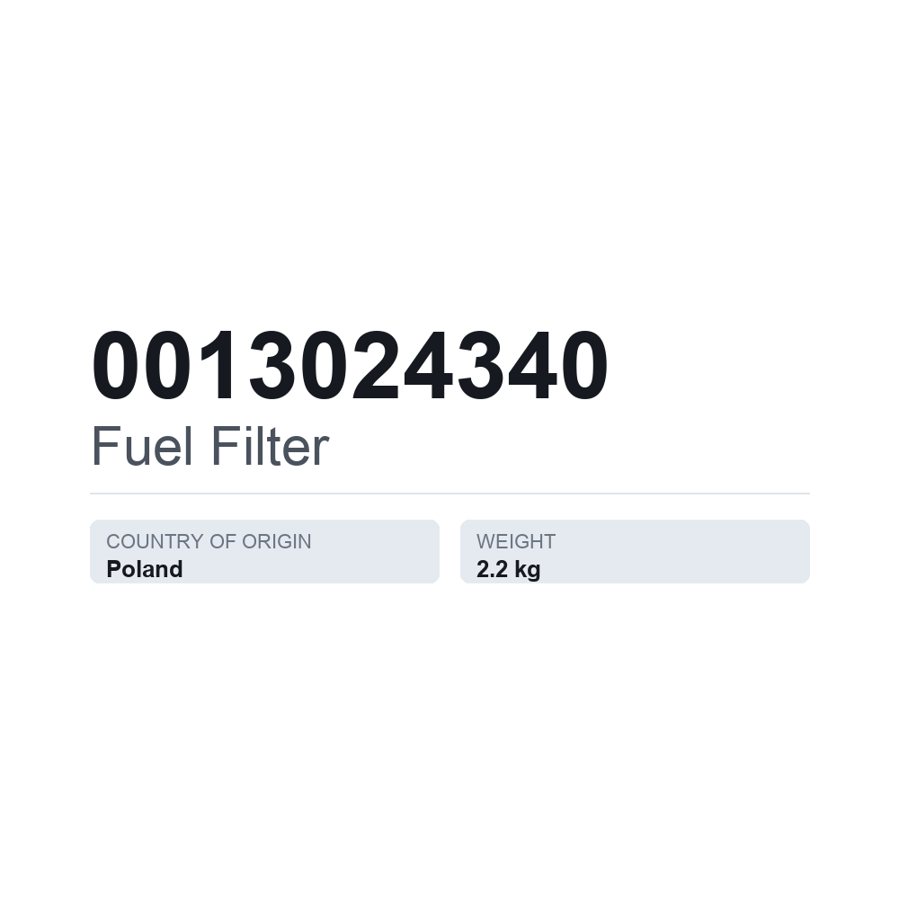Kraftstofffilter 0013024340 — technisches Datenblatt