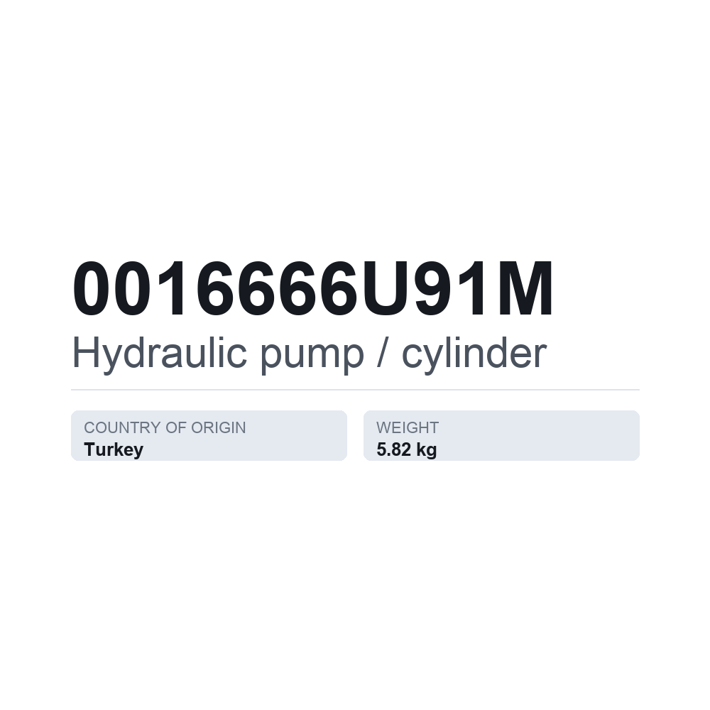 Hydraulikpumpe 0016666U91M — teknisk datablad