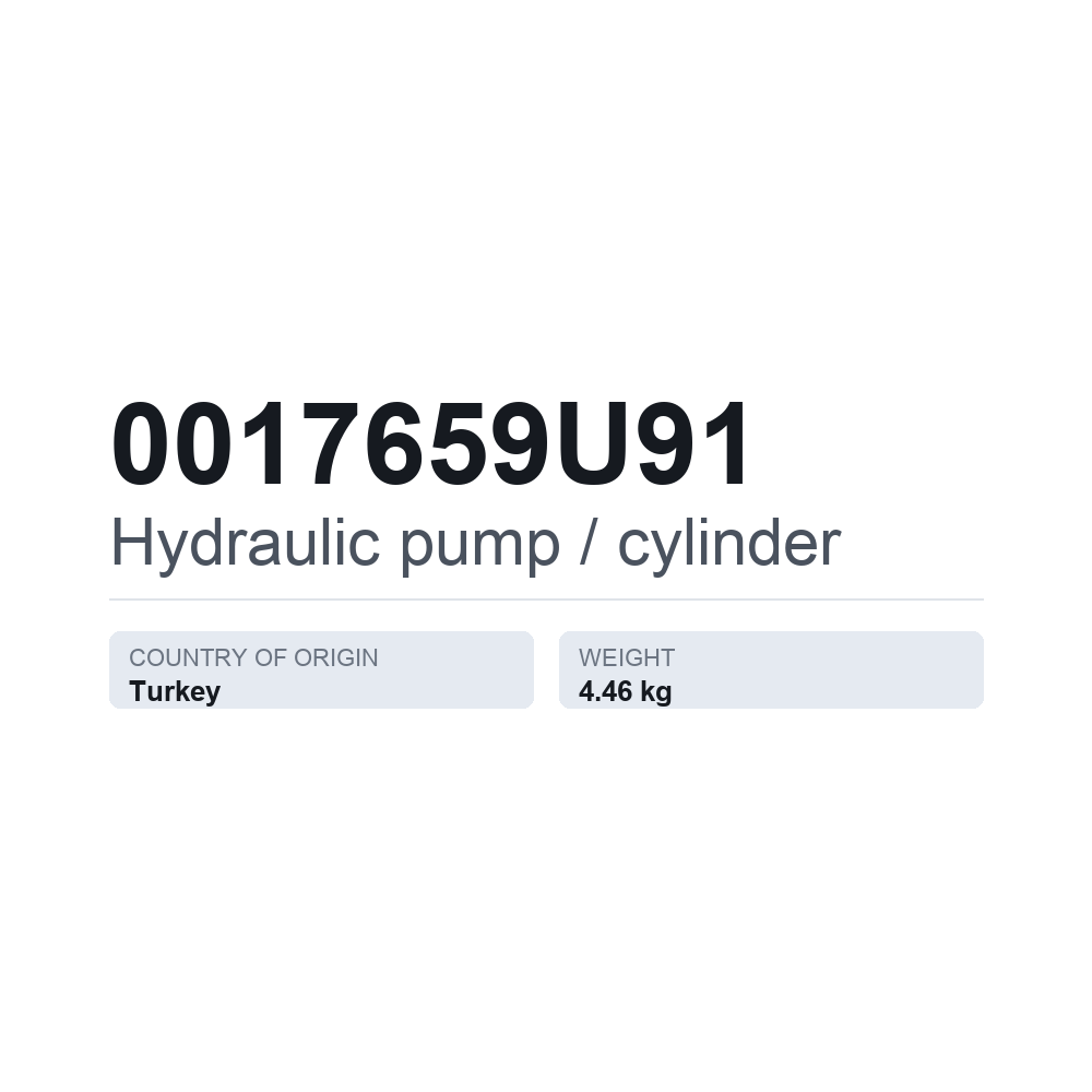 Hydraulikpumpe 0017659U91 — technisches Datenblatt