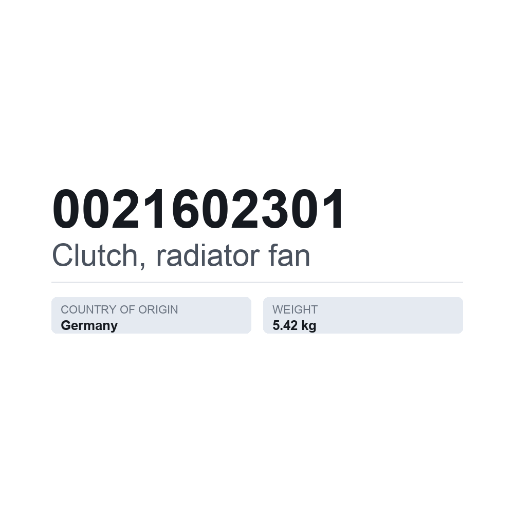 Kupplung, Kühlerlüfter 0021602301 — technisches Datenblatt