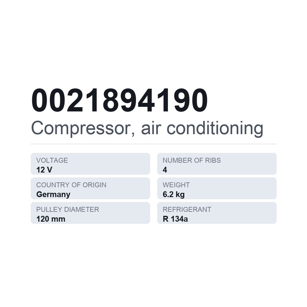 Klimakompressor 0021894190 — technisches Datenblatt