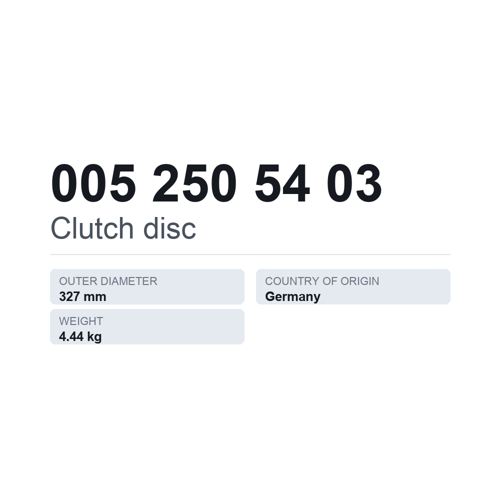 Kupplungsscheibe 005 250 54 03 — technisches Datenblatt
