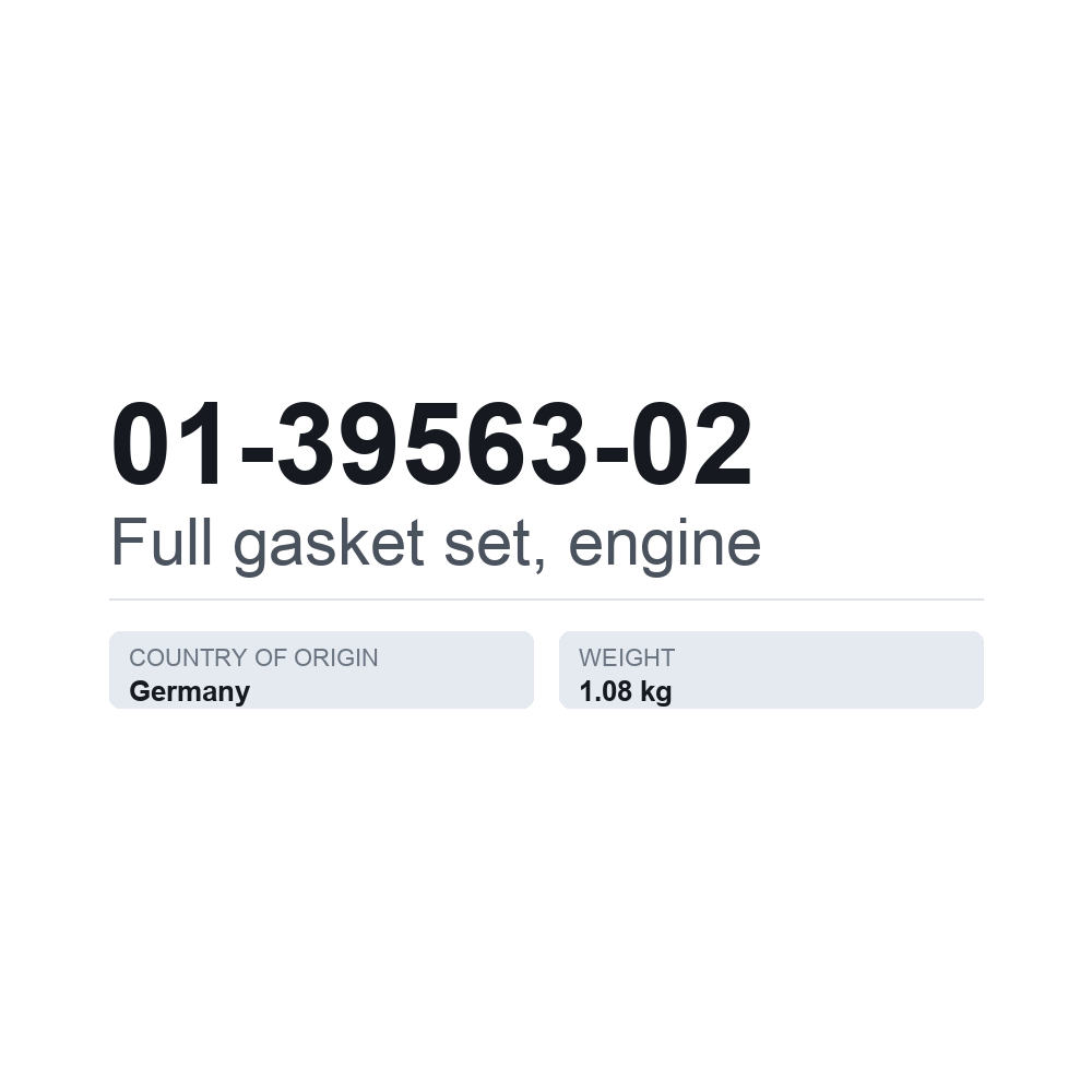 Dichtungsvollsatz, Motor 01-39563-02 — technisches Datenblatt