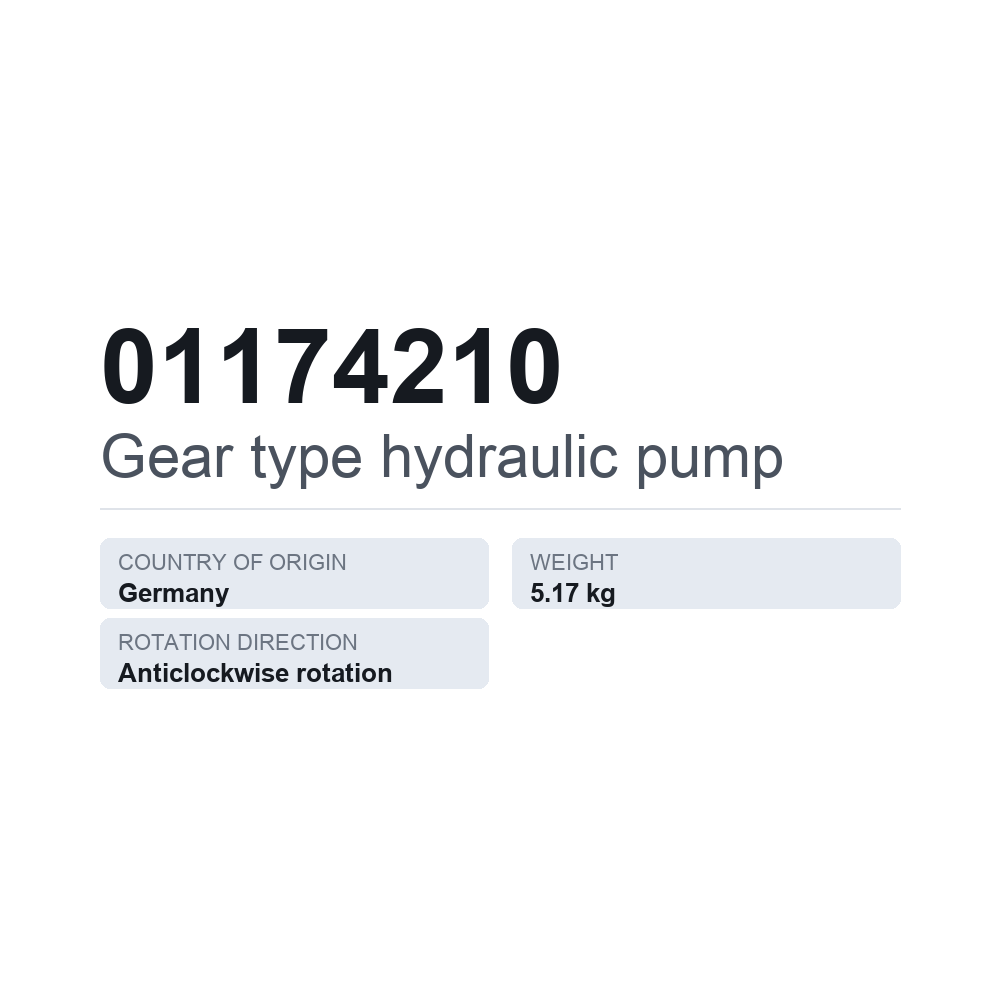 Hydraulische Zahnradpumpe 01174210 — technisches Datenblatt