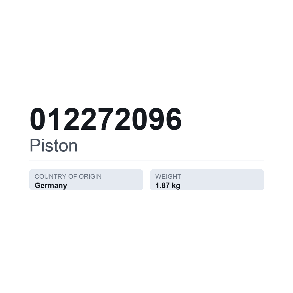 Kolben 012272096 — technisches Datenblatt