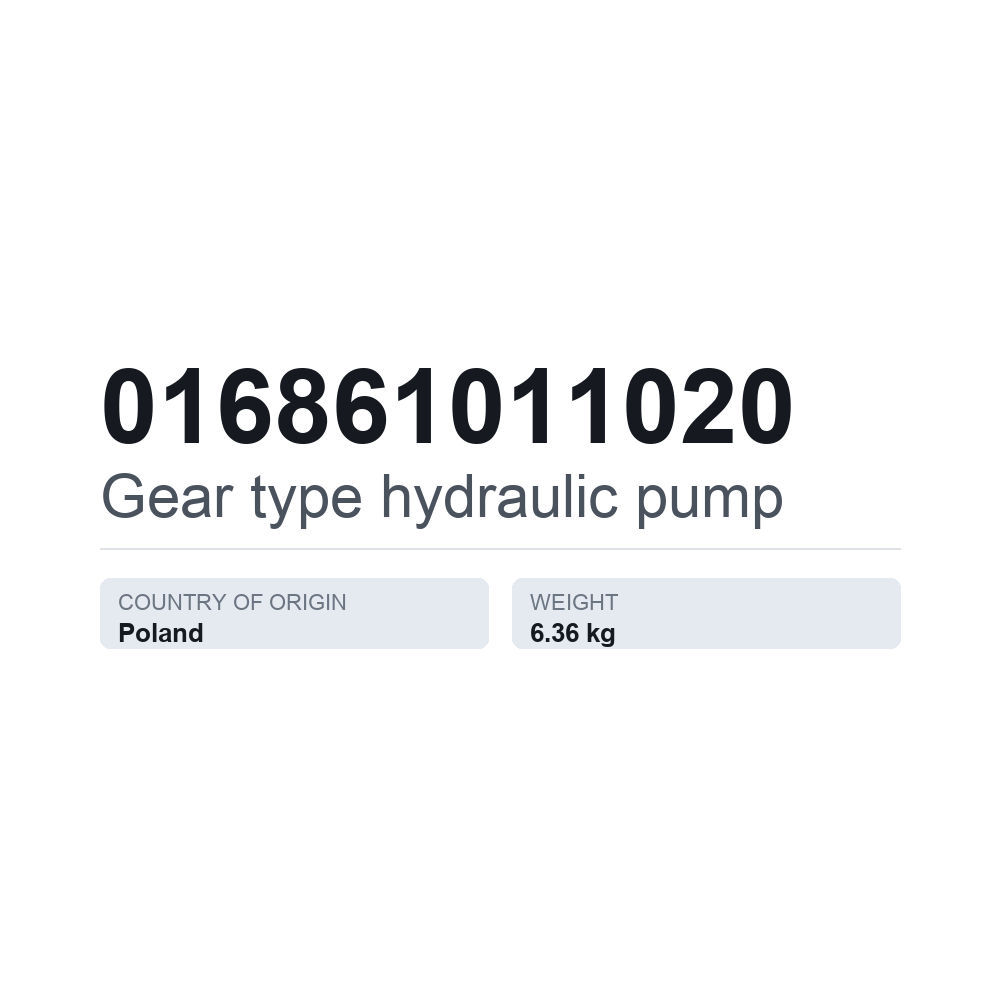 Hydraulische Zahnradpumpe 016861011020 — technisches Datenblatt