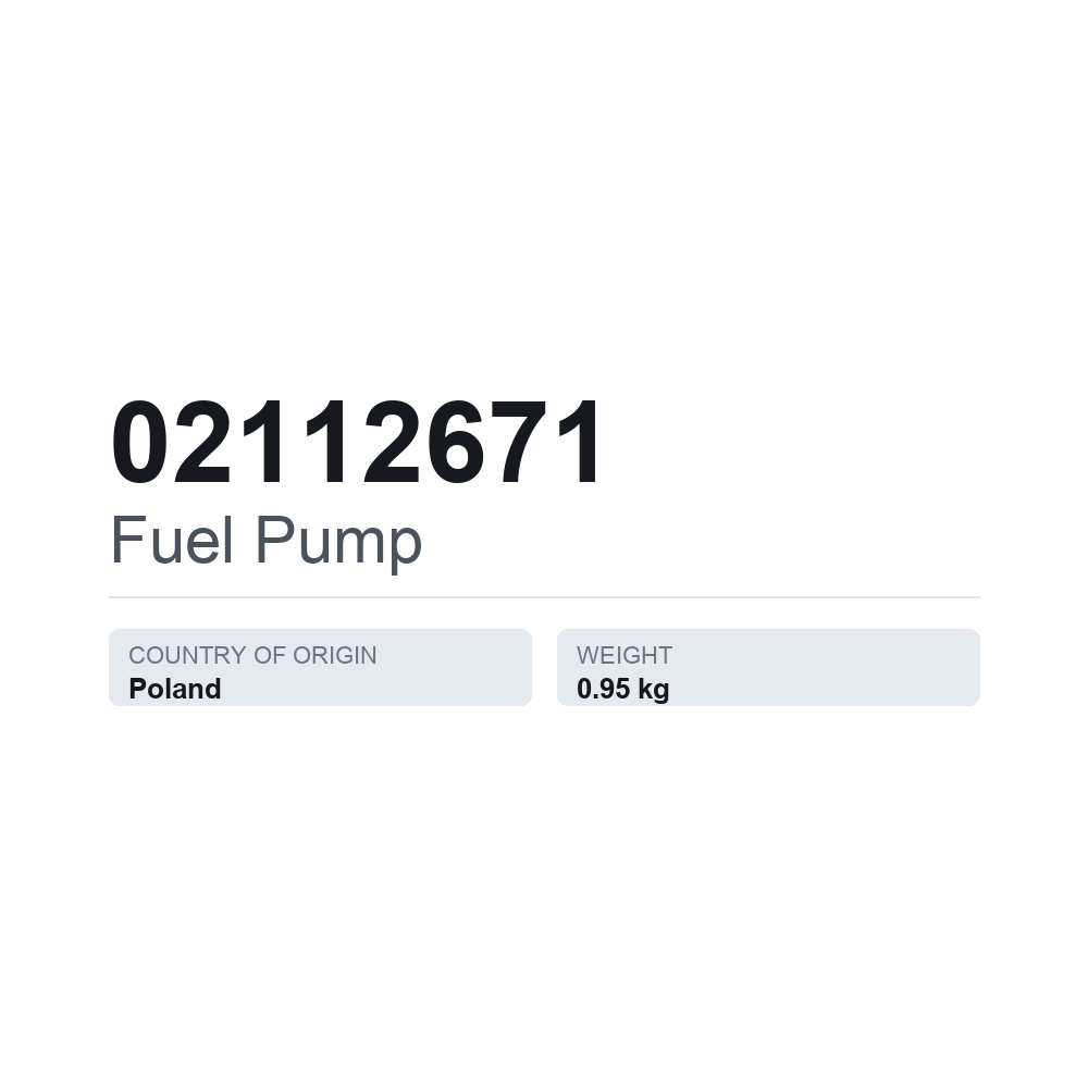 Kraftstoffpumpe 02112671 — technisches Datenblatt