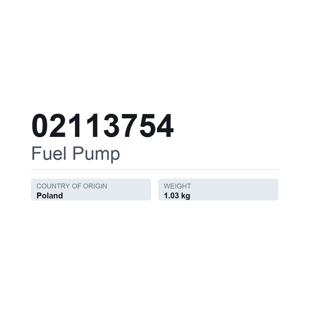 Kraftstoffpumpe 02113754 — technisches Datenblatt
