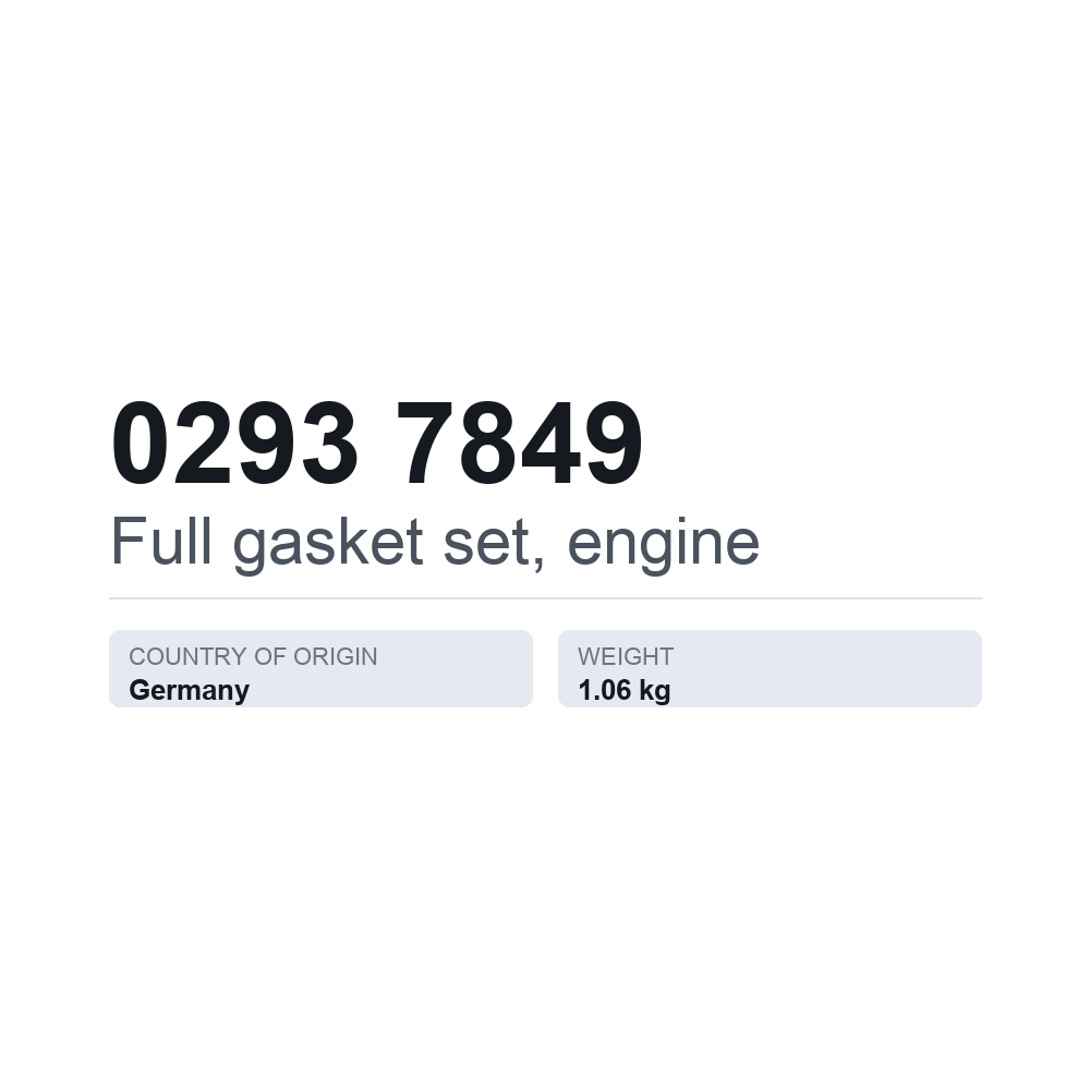 Dichtungsvollsatz, Motor 0293 7849 — technisches Datenblatt