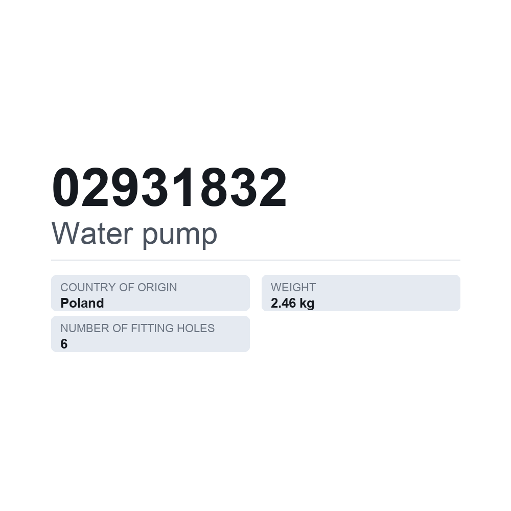 Vandpumpe 02931832 — teknisk datablad