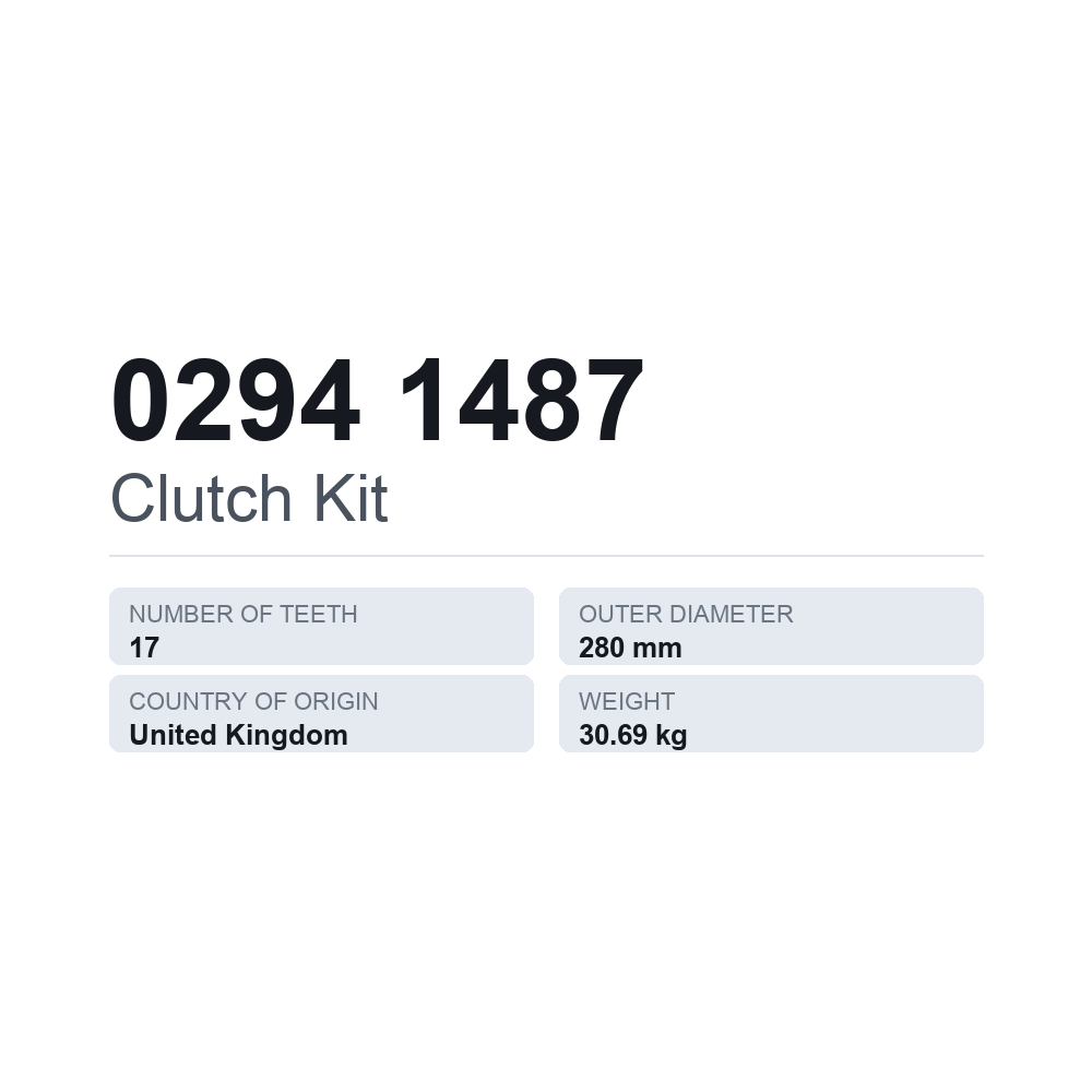 Kupplungssatz 0294 1487 — technisches Datenblatt
