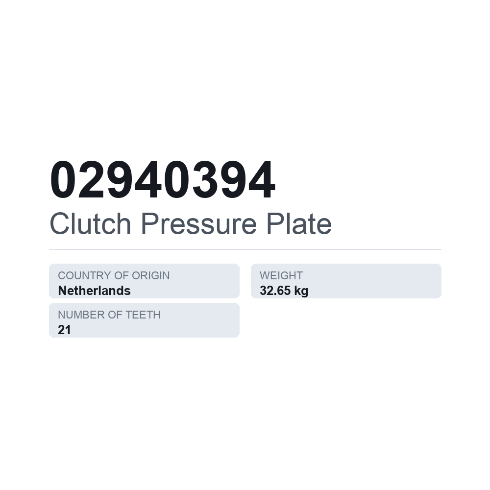 Kupplungsdruckplatte 02940394 — technisches Datenblatt