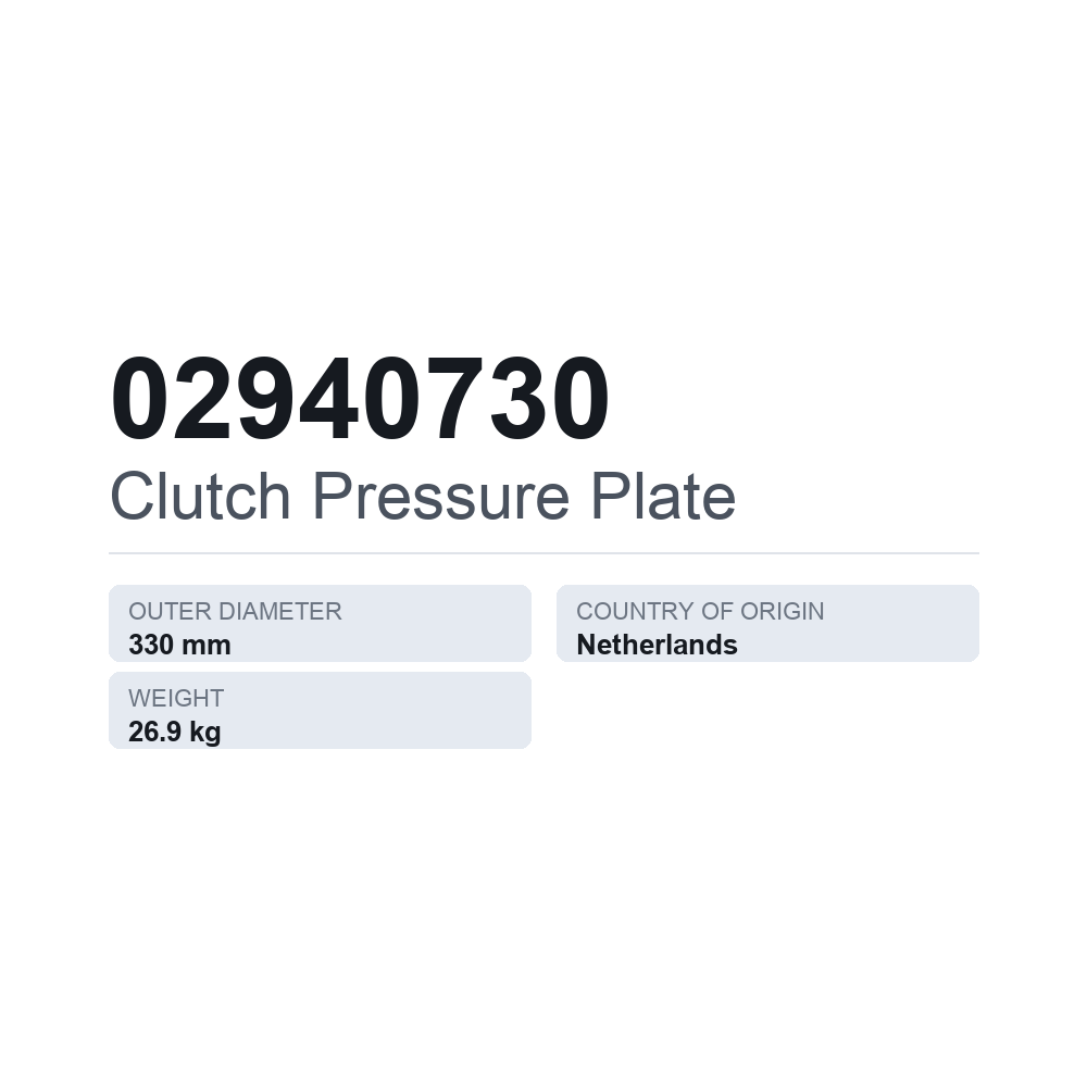 Kupplungsdruckplatte 02940730 — technisches Datenblatt