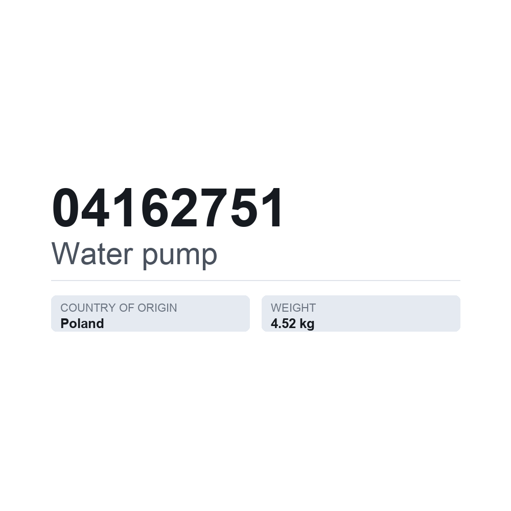 Vandpumpe 04162751 — teknisk datablad