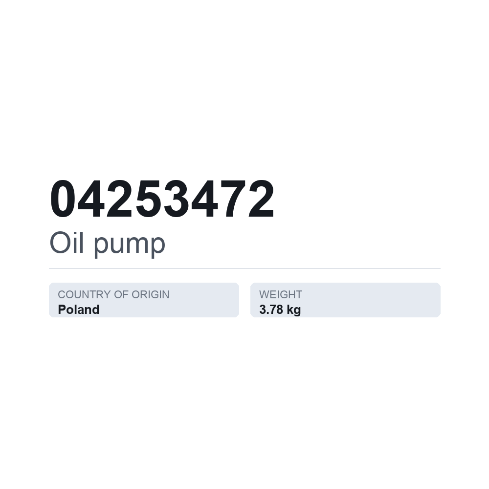 Oliepumpe 04253472 — teknisk datablad