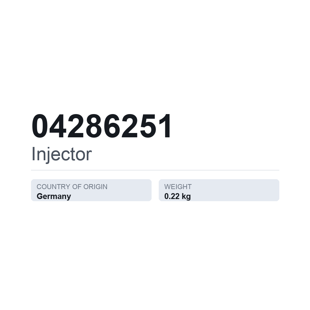 Einspritzdüse 04286251 — technisches Datenblatt