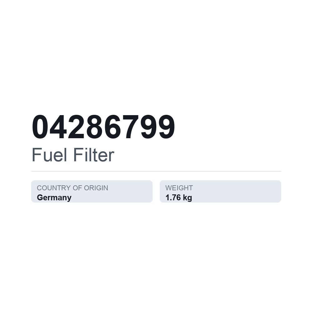 Brændstoffilter 04286799 — teknisk datablad
