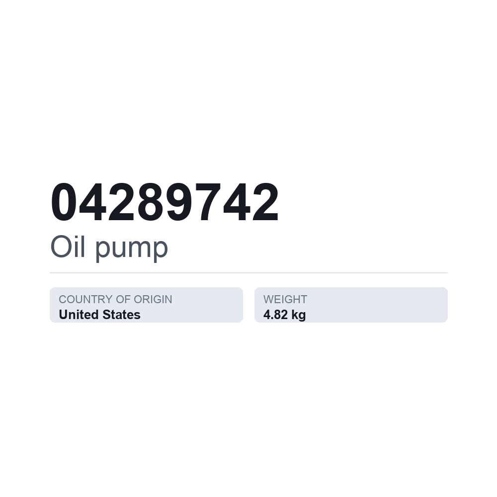 Ölpumpe 04289742 — technisches Datenblatt