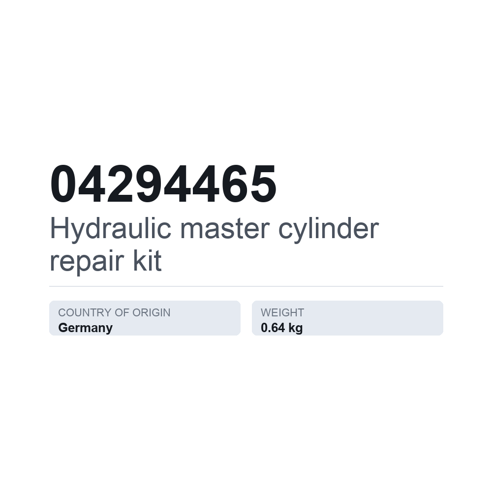Reparatursatz, Hydraulik-Hauptzylinder 04294465 — technisches Datenblatt