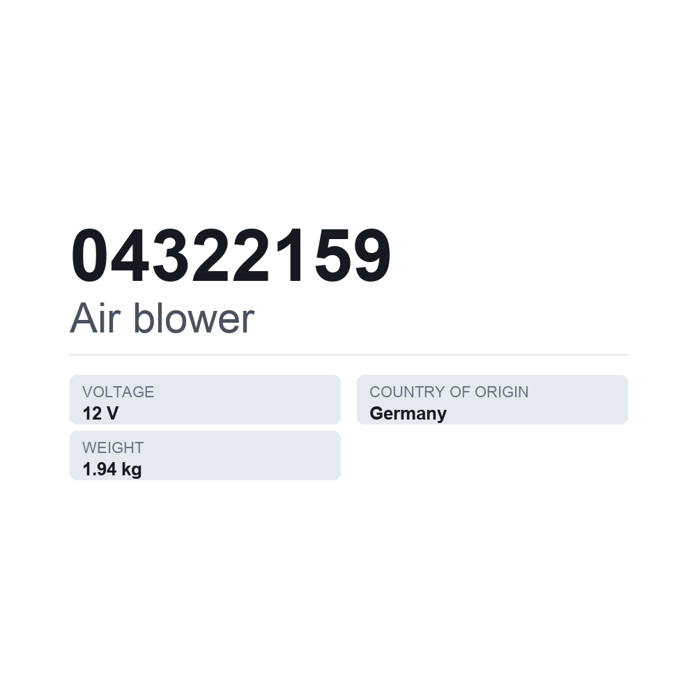 Innenraumgebläse 04322159 — technisches Datenblatt