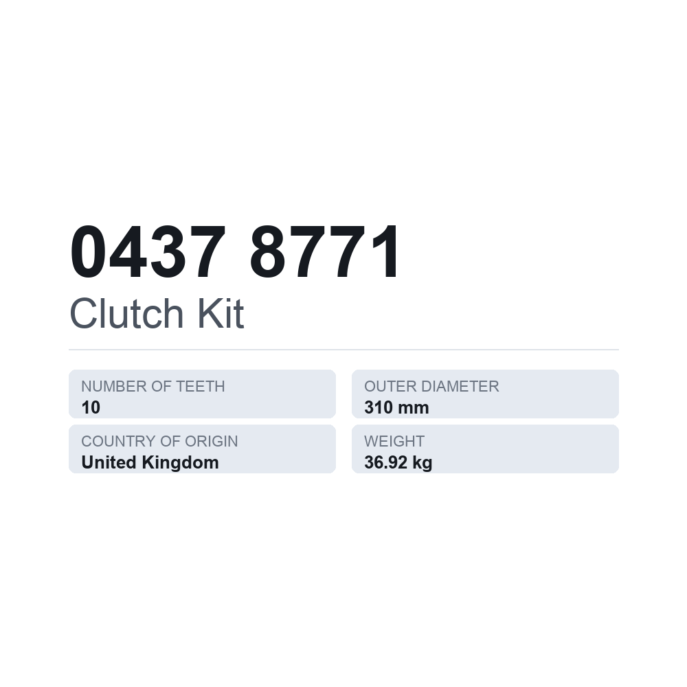 Kupplungssatz 0437 8771 — technisches Datenblatt