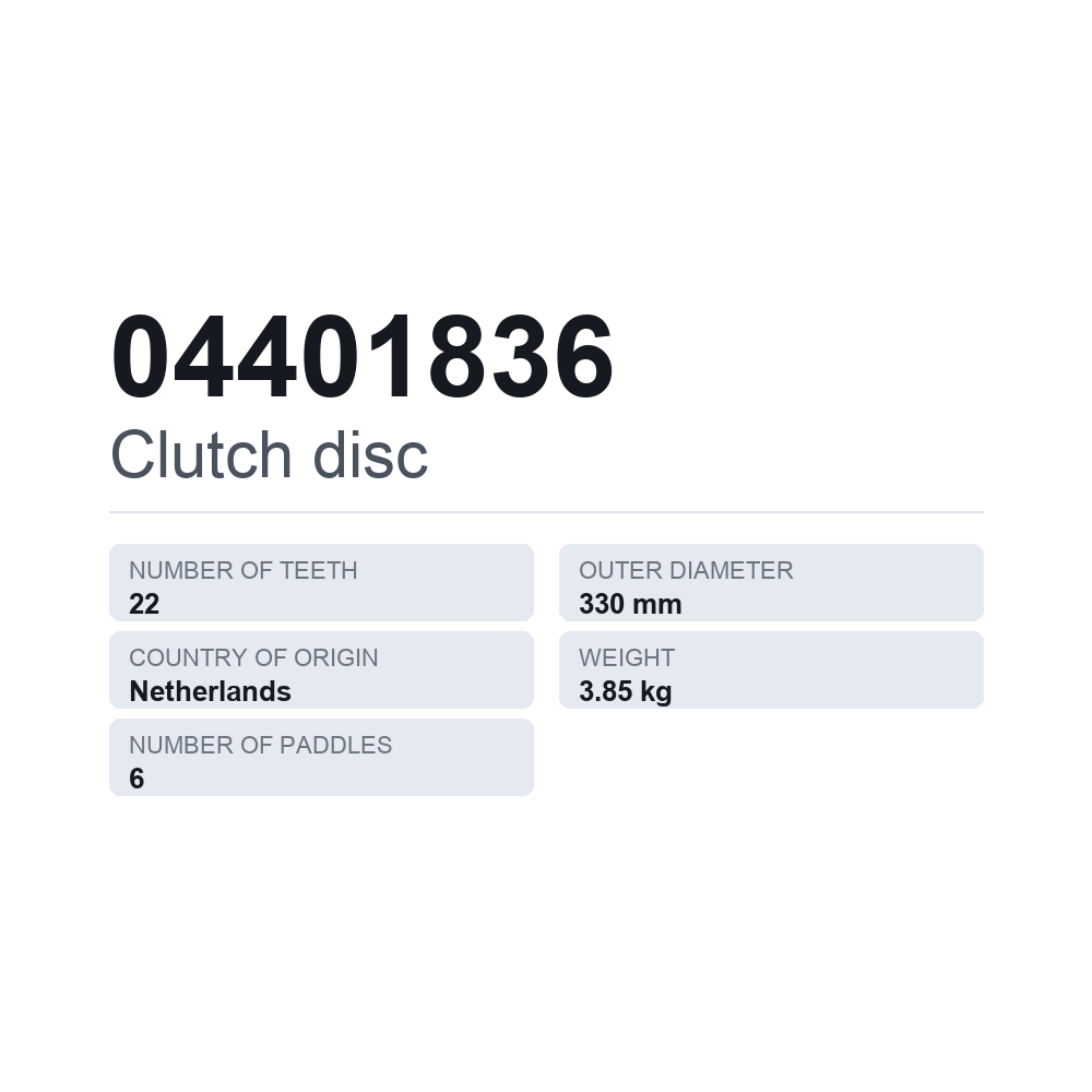 Kupplungsscheibe 04401836 — technisches Datenblatt