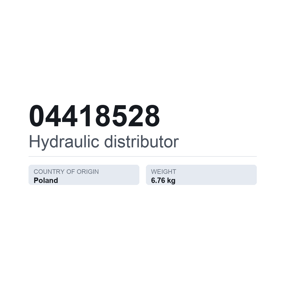 Hydraulikverteiler 04418528 — technisches Datenblatt