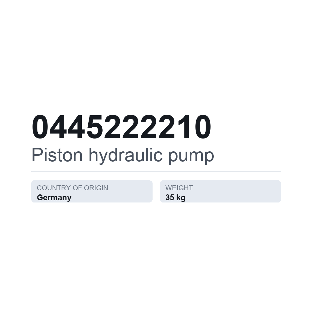 Hydraulische Kolbenpumpe 0445222210 — technisches Datenblatt
