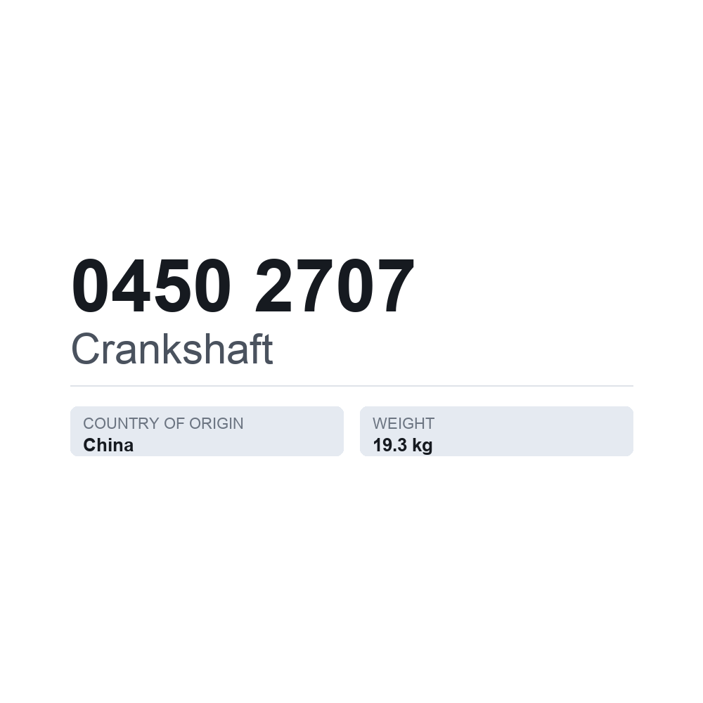 Kampiakseli 0450 2707 — tekninen tietokortti
