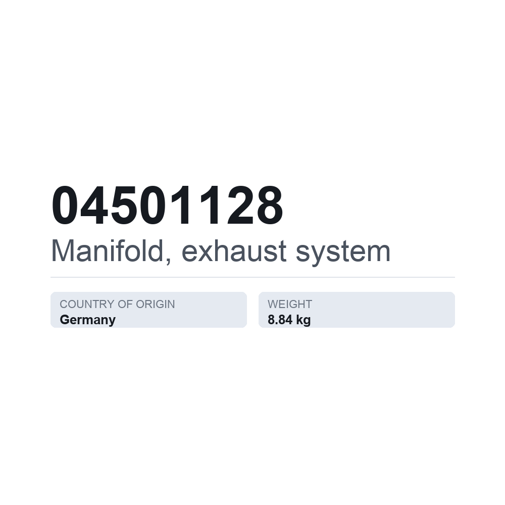 Udstødningsmanifold 04501128 — teknisk datablad